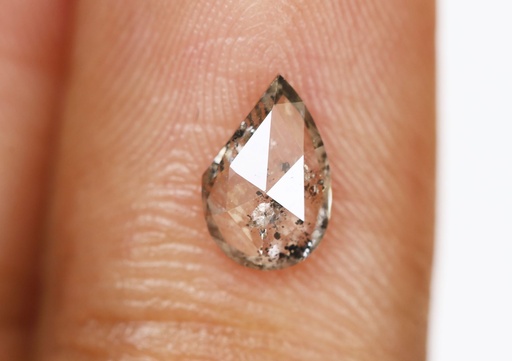 0.52 Ct, 7.4 X 4.9 X 1.8 MM, Natural Loose Diamond Salt And Pepper Pear Shape Polished Diamond, Antique Diamond, Gray Diamond Ring, DG7407