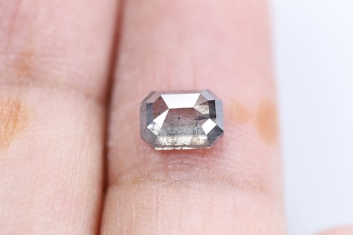 0.81 Ct, 5.9 X 4.4 X 2.7 MM, Natural Loose Diamond Fancy Salt And Pepper Emerald Shape Diamond, Real Diamond Rings, Rustic Diamond, DG9658