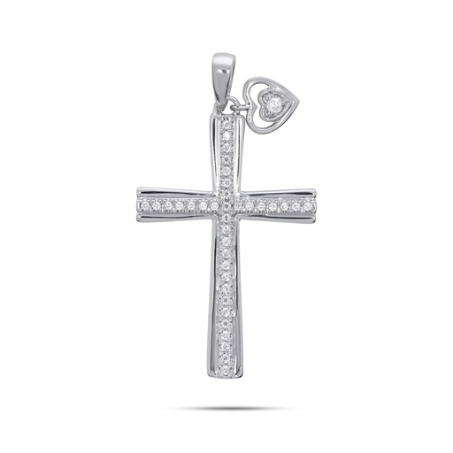  Round Diamond Heart And Cross Design Pendant