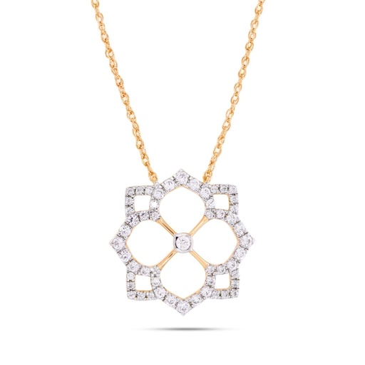  Round Diamond Flower Design Pendant For Women