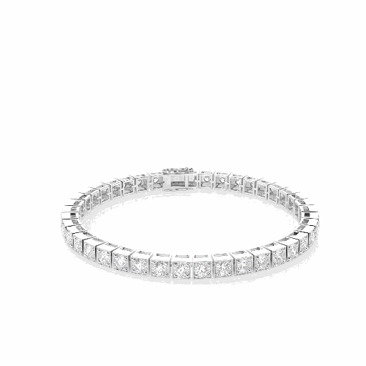 Round Cut Diamond Sterling Silver Tennis Bracelet For Women