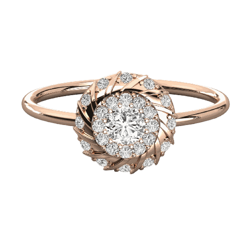 Round Diamond Flower Design Engagement Ring for Women