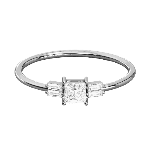  Princess And Baguette Diamond Wedding Band For Women