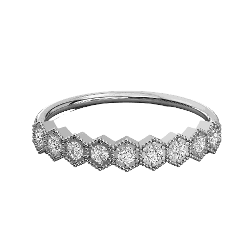  Round Diamond Filigree Design Wedding Band 