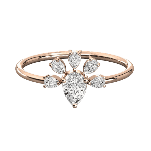  Pear Diamond Flower Design Wedding Band