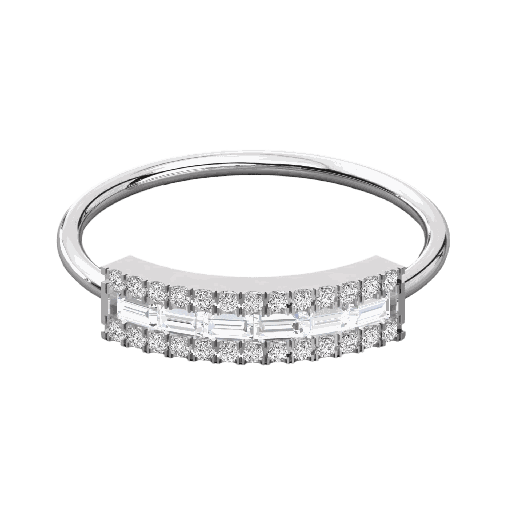  Baguette And Round Cut Diamond Halo Wedding Band For Her
