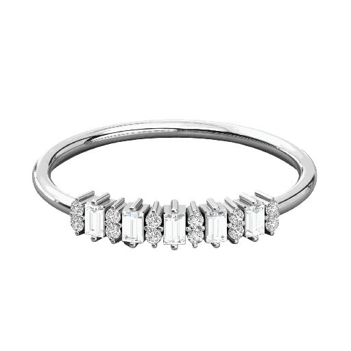  Baguette And Round Cut Diamond Wedding Band For Her