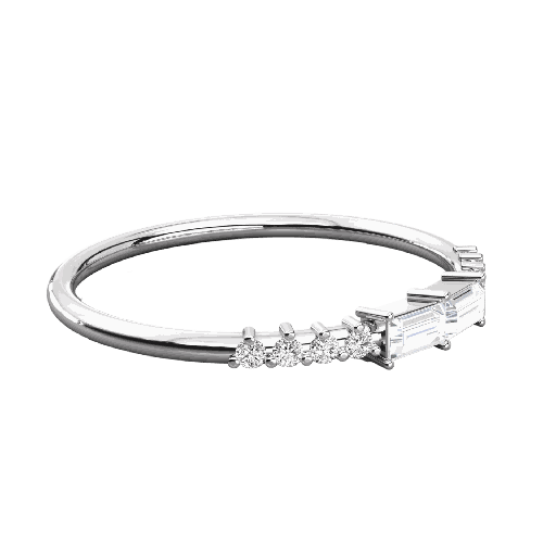 Baguette And Round Cut Diamond Wedding Band For Her