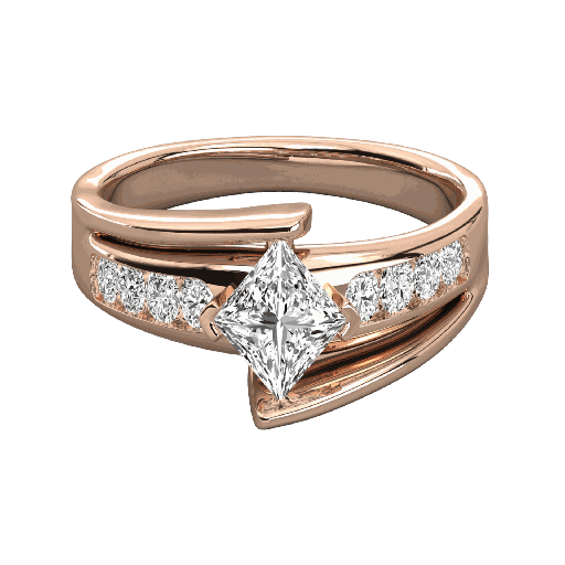  Round Diamond And Princess Cut Diamond Engagement Ring For Her