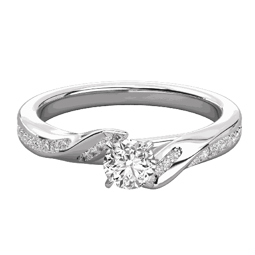  Round Diamond Leaf Shape Engagement Ring for Her