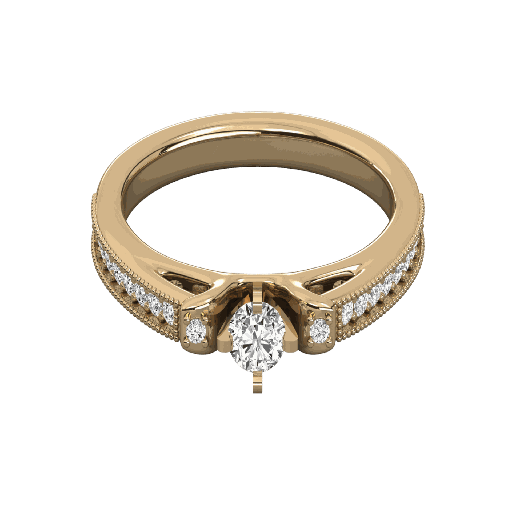 Round Cut Diamond Milgrain Solitaire Wedding Band