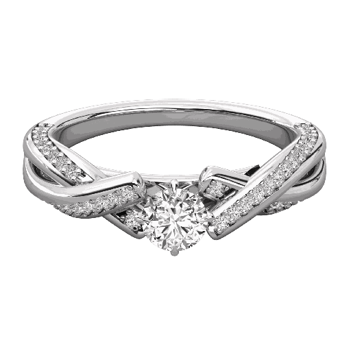 Round Diamond Twisted Shank Prong Set Solitaire Ring 