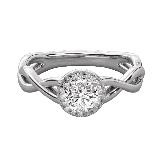  Round Diamond Twisted Shank Halo Engagement Ring 
