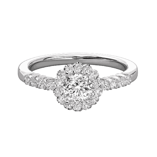  Round Diamond Prong Halo Engagement Ring