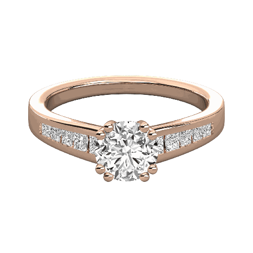  Round And Princess Cut Diamond Channel Set Engagement Ring For Her