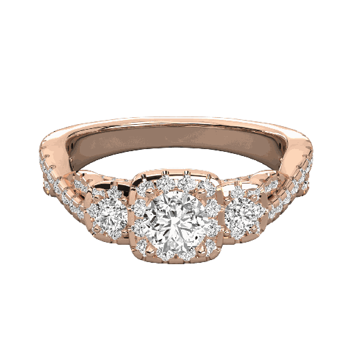  Round Diamond twisted Shank Halo Engagement Ring For Her