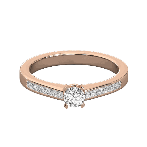  Round Cut Diamond And Princess Cut Diamond Solitaire Ring 