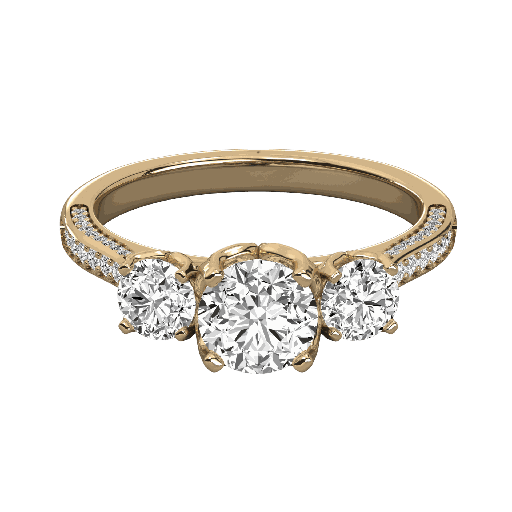  Round Cut Diamond 3 Stone Engagement Ring 