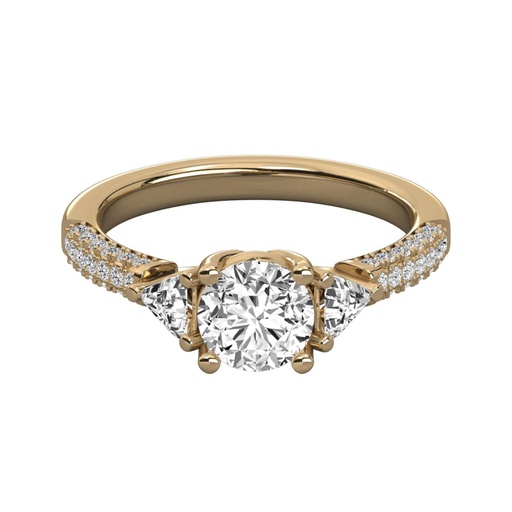 Round Cut Diamond And Triangle Cut Diamond Engagement Ring 