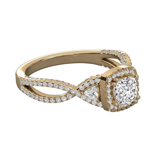 Cushion Diamond Twist Engagement Ring