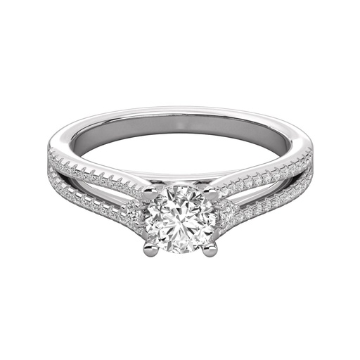 Pointer Round Cut Diamond Engagement Ring 