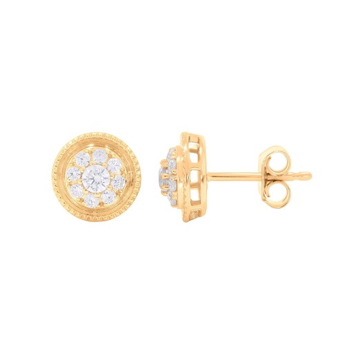  Round Diamond Double Halo Stud Earrings