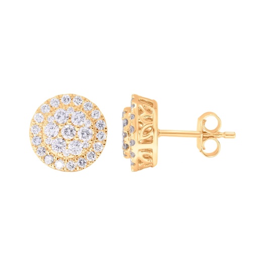  Round Diamond Flower Halo Stud Earrings