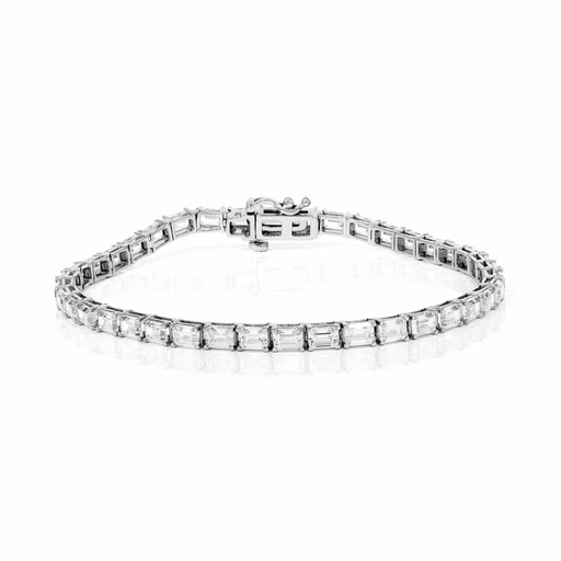Emerald Cut Diamond Sterling Silver Tennis Bracelet For Women