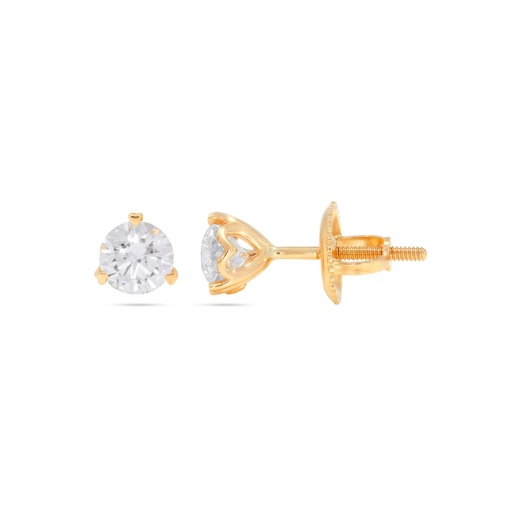 Round Diamond Pushback Stud Earring 