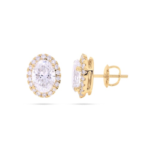  Oval Cut & Round Diamond Halo Stud Earrings For Her