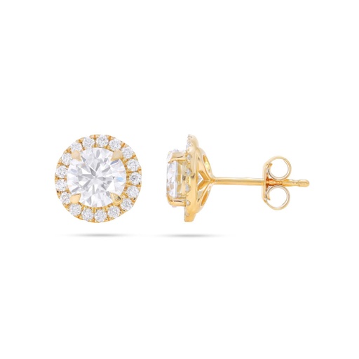 Round Diamond Halo Stud Earrings For Her