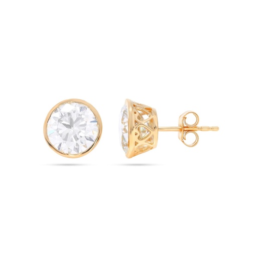 Round Diamond Pushback Stud Earrings For Her