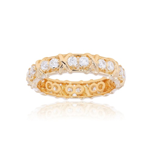  Round Cut Diamond Cross Wedding Band 