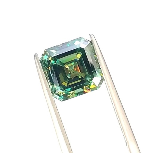 Loose Moissanite Light Green Clean Asscher Cut 5.00 MM
