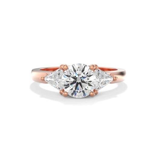  Round & Trillion Cut Moissanite Three Stone Ring 