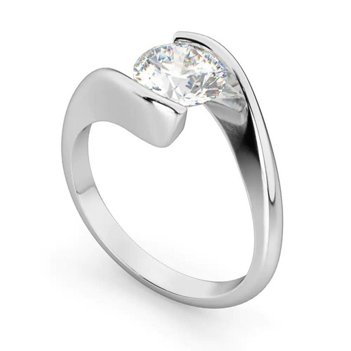 1.50 Carat Bypass Round Moissanite Solitaire Engagement Ring In White Gold