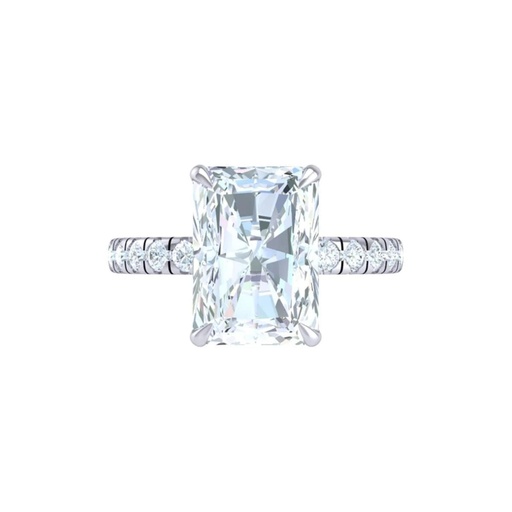 Radiant Cut Moissanite Hidden Halo Ring