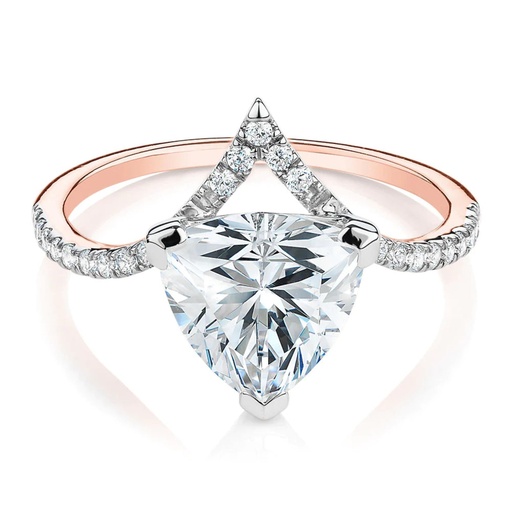 2 Carat Trillion Shape Curved Moissanite Engagement Ring in White Gold