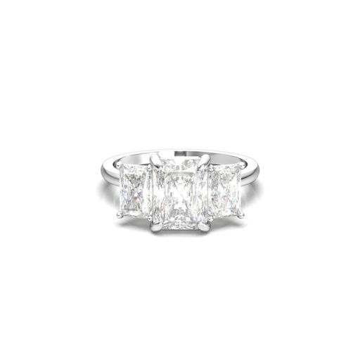 2.50 Carat Radiant Shape Three Stone Moissanite Ring in White Gold