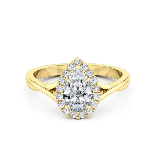 Pear Shape Halo Moissanite Engagement Ring
