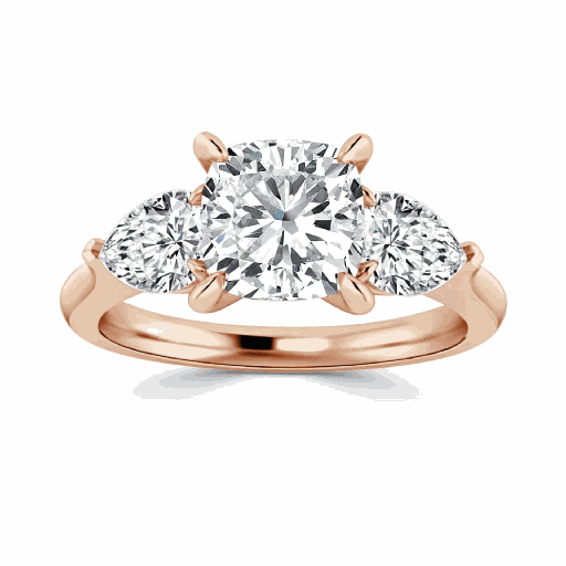  Cushion Cut Three Stone Engagement Ring For Women