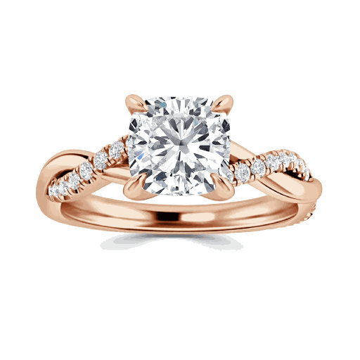  Cushion Cut Twisted Engagement Ring For Women