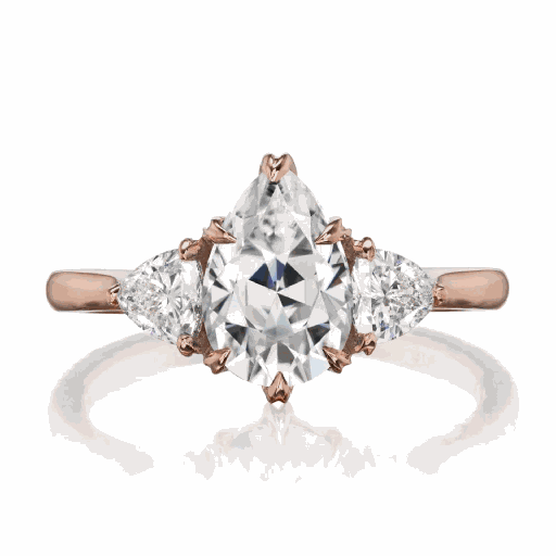 Pear Shaped Three Stone Engagement Ring For Women