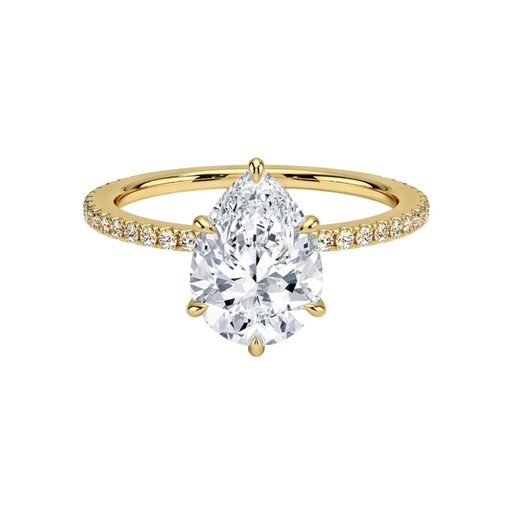 Pear Cut Hidden Halo Engagement Ring For Women