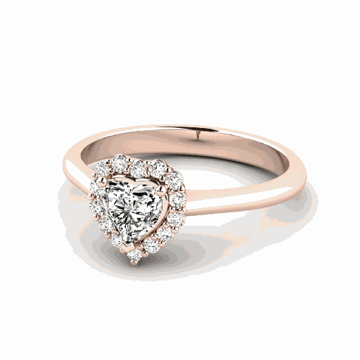 Heart Shape Halo Engagement Ring For Women