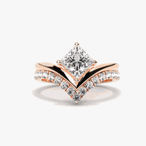  Princess Shape Curved Bridal Set Ring For Women