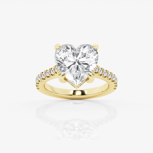  Heart Cut Hidden Halo Engagement Ring For Women