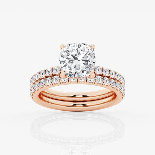  Cushion Cut Diamond Bridal Set Ring For Women