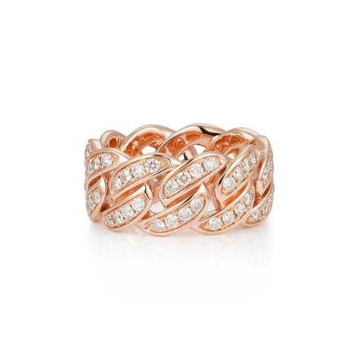 Round Cut Moissanite Cuban Link Ring