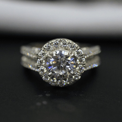 Round Shaped Halo Moissanite Engagement Ring in White Gold